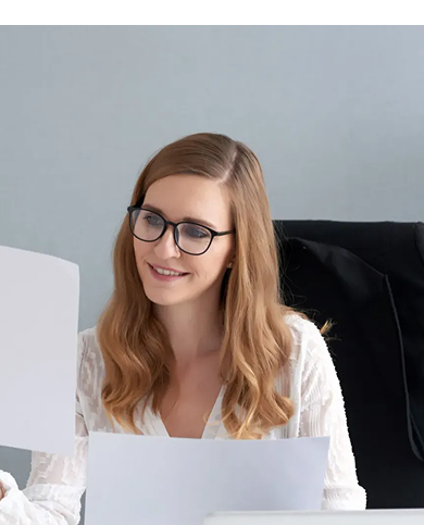 Professional translator reviewing certified documents